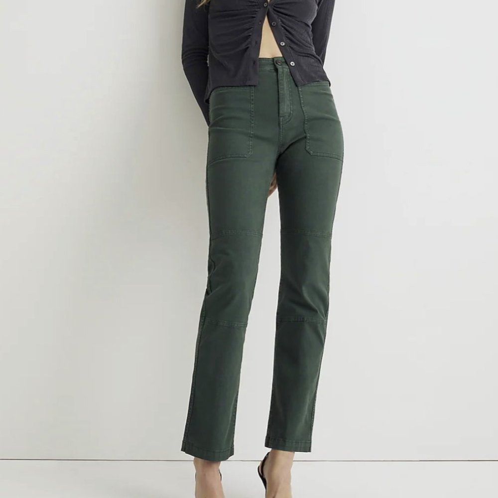 Straight cargo dyed canvas pants